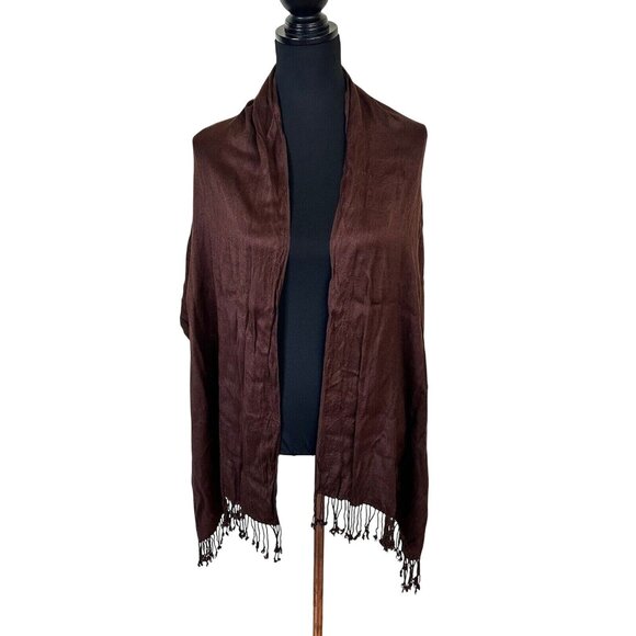 Womens Brown Rayon Scarf Coverup 20 x 70 Fall Colors Scarves Wrap - Picture 1 of 7